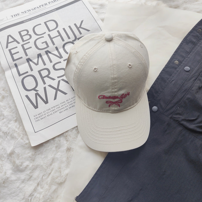 Wholesale New letter bow embroidered baseball cap, sun protection and sunshade cap, duckbill cap