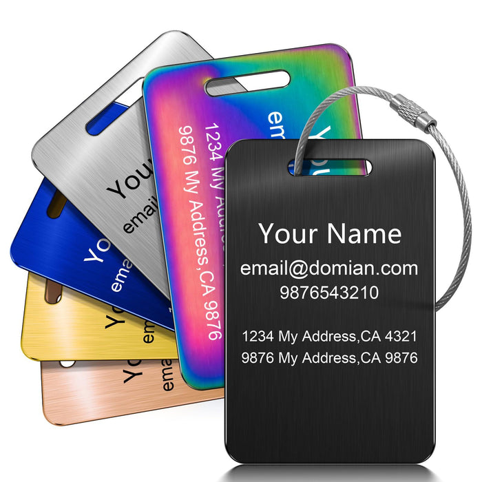 Wholesale Stainless steel tags, backpacks, luggage bags, travel cards, ID tags, steel wire keychains, stainless steel luggage tags