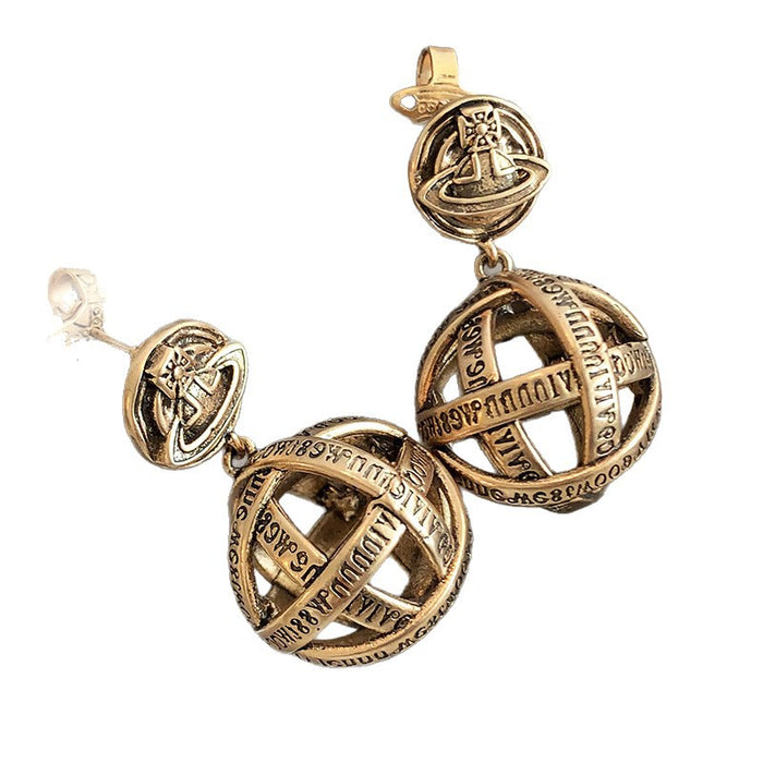 Wholesale Women's Heart Earrings Star Stud Earrings with Enamel Saturn Pendant