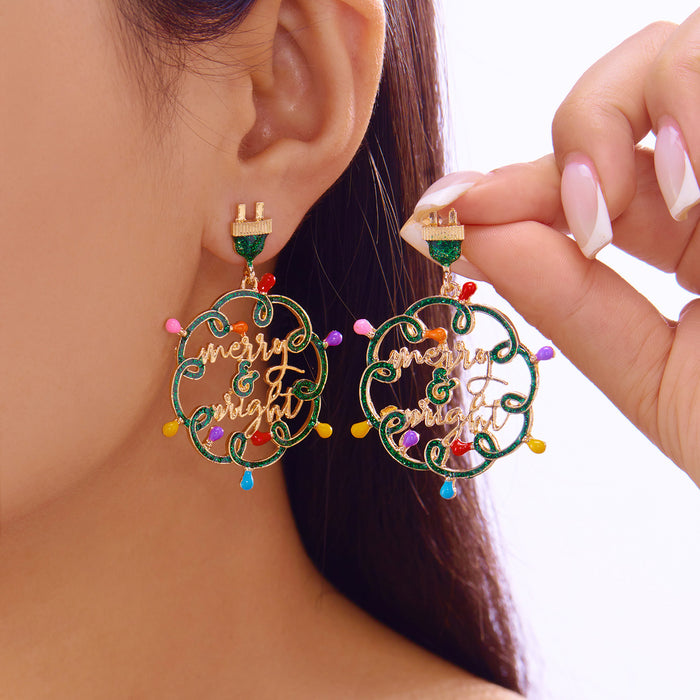 Wholesale Acrylic Christmas Gingerbread Man Earrings Snowflake Design Fashion Accessory Gift