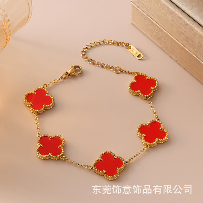 Wholesale Four leaf clover bracelet with exquisite quality and high-end stainless steel jewelry