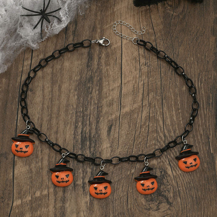 Wholesale Halloween Acrylic Pumpkin Ghost Pendant Necklace JDC-NE-JunJie003