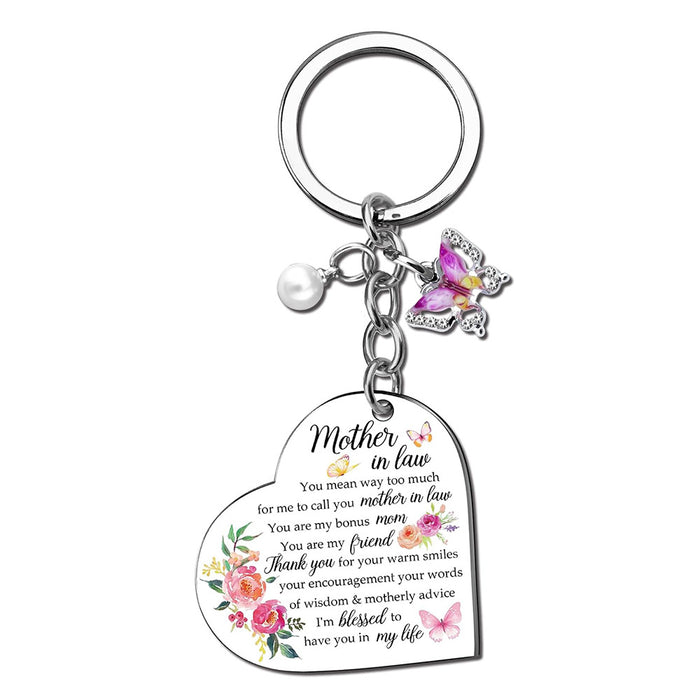 Wholesale Colored stainless steel keychain heart-shaped keychain