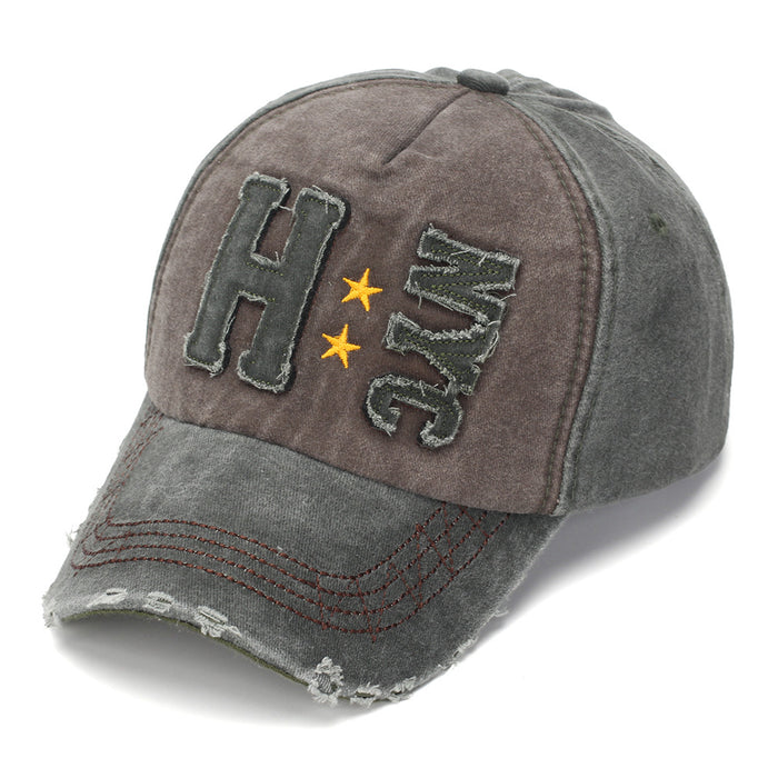 Wholesale Trendy Distressed Baseball Cap with Letter Patch Summer Sun Hat for Resale