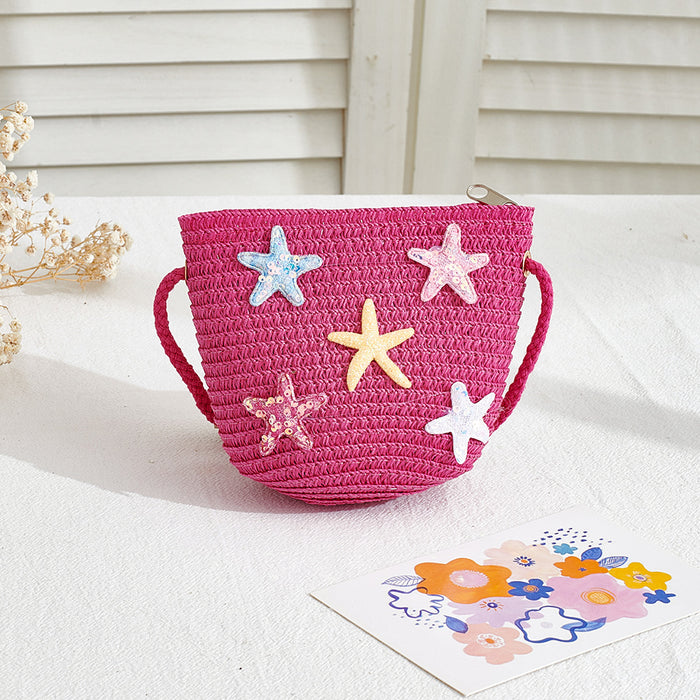 Wholesale Straw Bag for Girls Cute Solid Color Design Summer Travel Crossbody Purse
