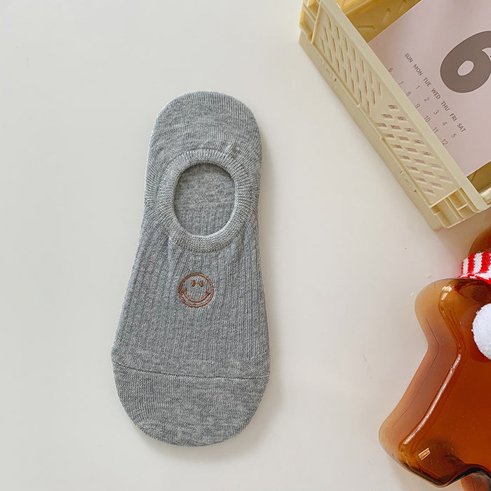 Wholesale Cute Embroidered Socks, Shallow Mouth Invisible Socks, Anti slip and Non falling, Boat Socks, Short Socks