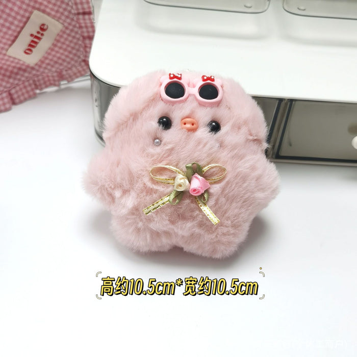 Wholesale Glasses pig cartoon bib pig plush pendant skirt pig doll key chain pendant toy pendant batch