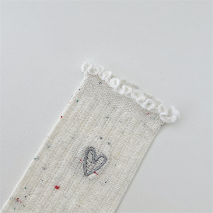 Wholesale New Socks, Children's Middle Socks, Love Cloth Label Accessories, Stacked Socks
