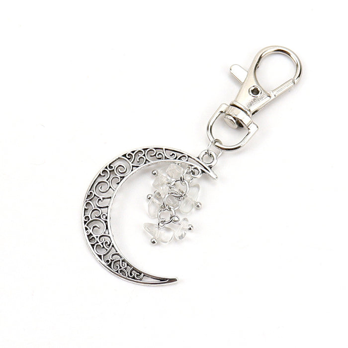 Wholesale Moon Crushed Stone Grape Skewer Natural Crystal Raw Stone Keychain Keychain K42 JDC-KC-HXu001