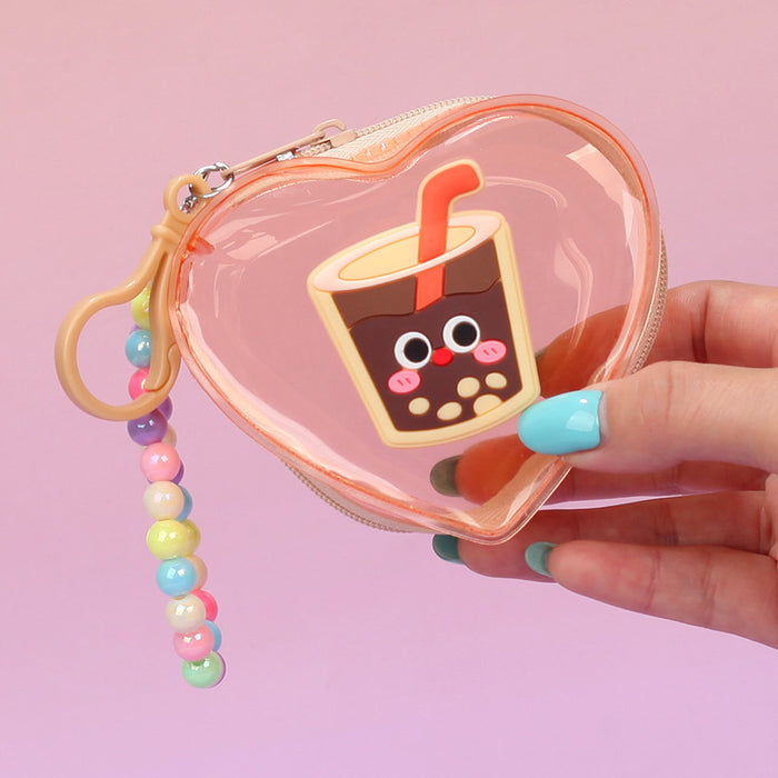 Wholesale Heart Shaped Jelly Transparent PVC Coin Purse With Chain Fashion Bag Charm Casual Chic Accessory