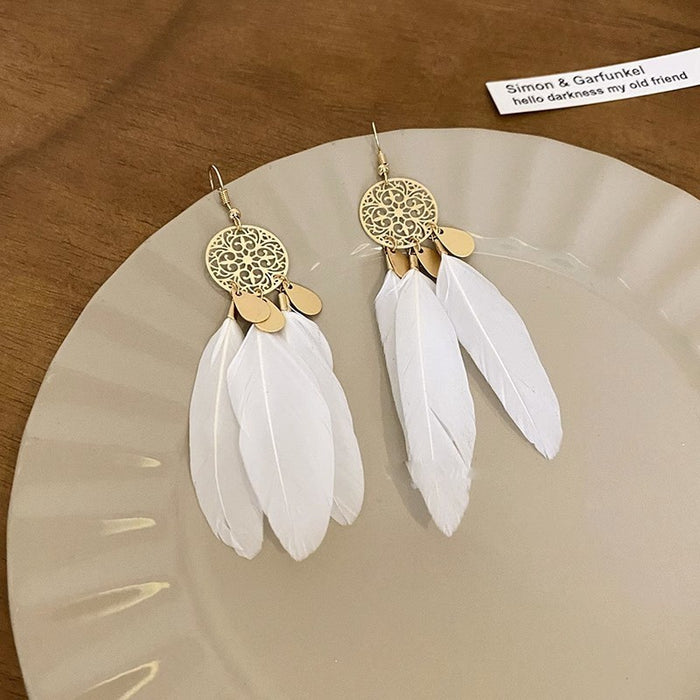 Wholesale Tassel Crystal Beaded Earrings Women's Retro  Ear Hook Ear Jewelry