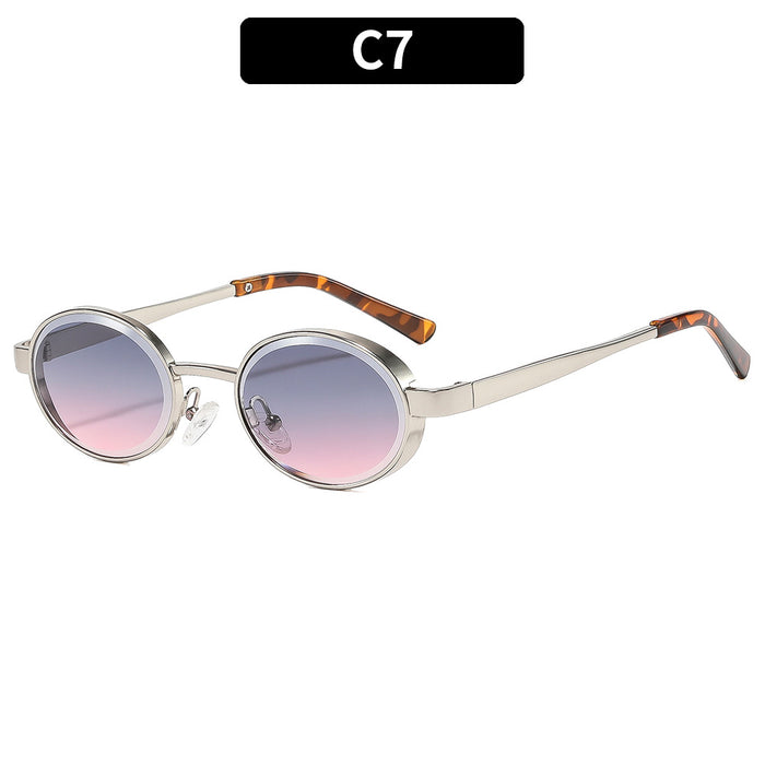 Wholesale Retro Punk Oval Metal Sunglasses Fashion UV400 Sunscreen