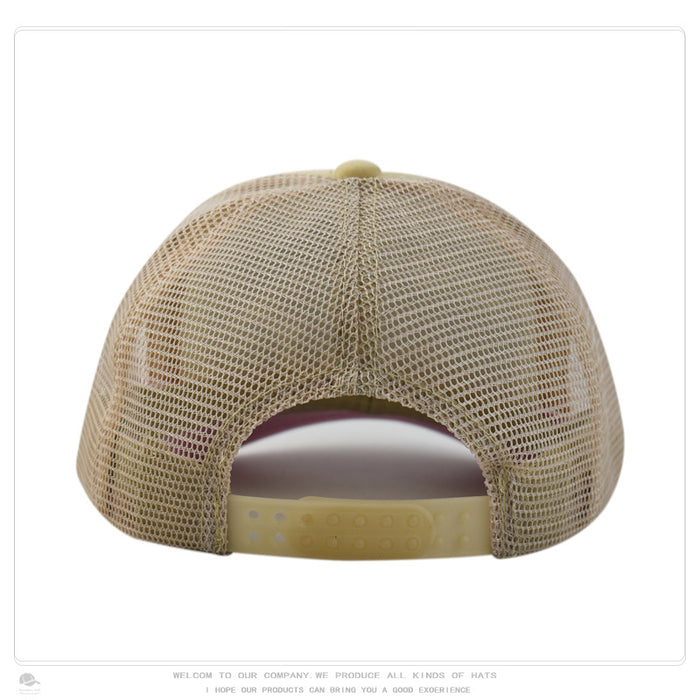 Wholesale Hip-hop printed letter baseball cap visor color-blocked street mesh trucker hat