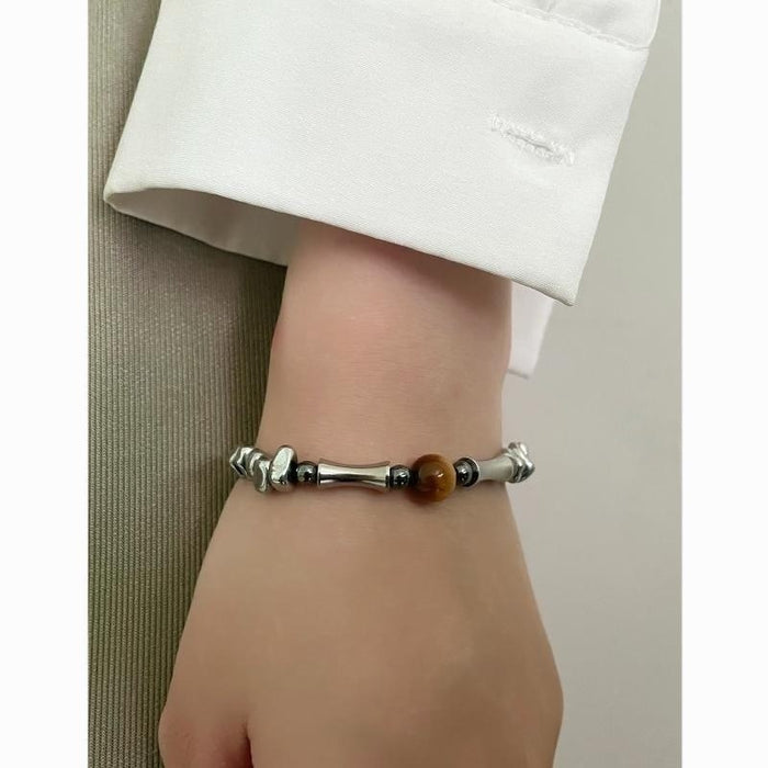 Wholesale Natural retro bracelet, niche light luxury obsidian bead bracelet