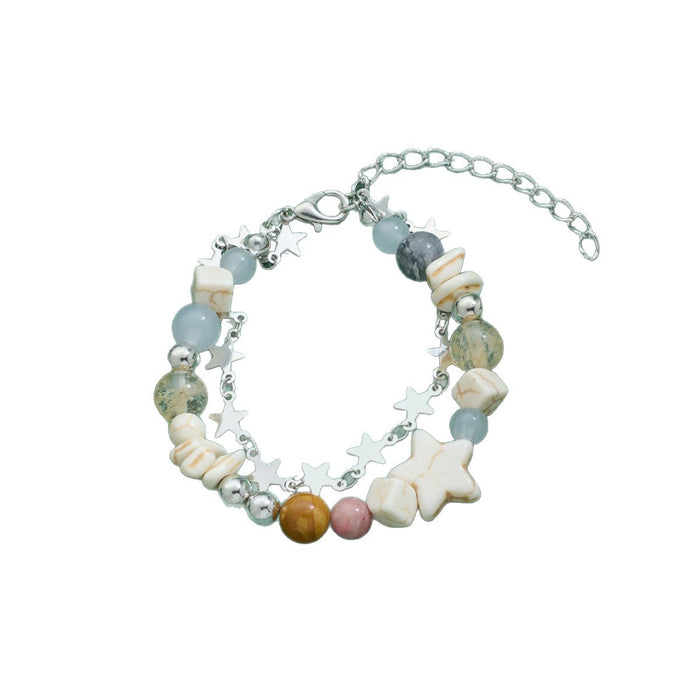 Wholesale Beaded Star Bracelet with Zircon Inlay Alloy Geometric Women' s Jewelry Accessory