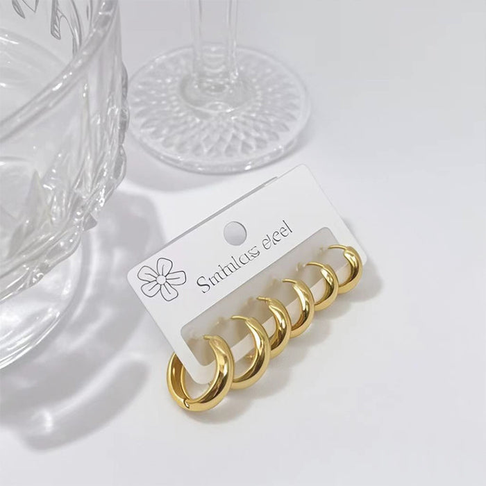 Wholesale Plain ring earrings with a light luxury and high-end feel, non fading titanium steel earrings and jewelry