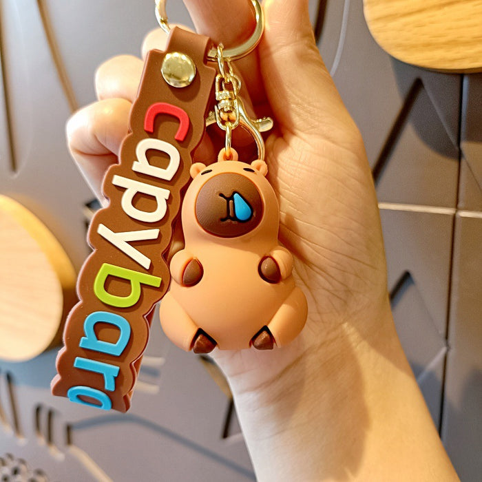 Wholesale Cartoon Keychain Internet Celebrity Cute Capybara Doll Children' s School Bag Pendant Car Key Chain Accessories
