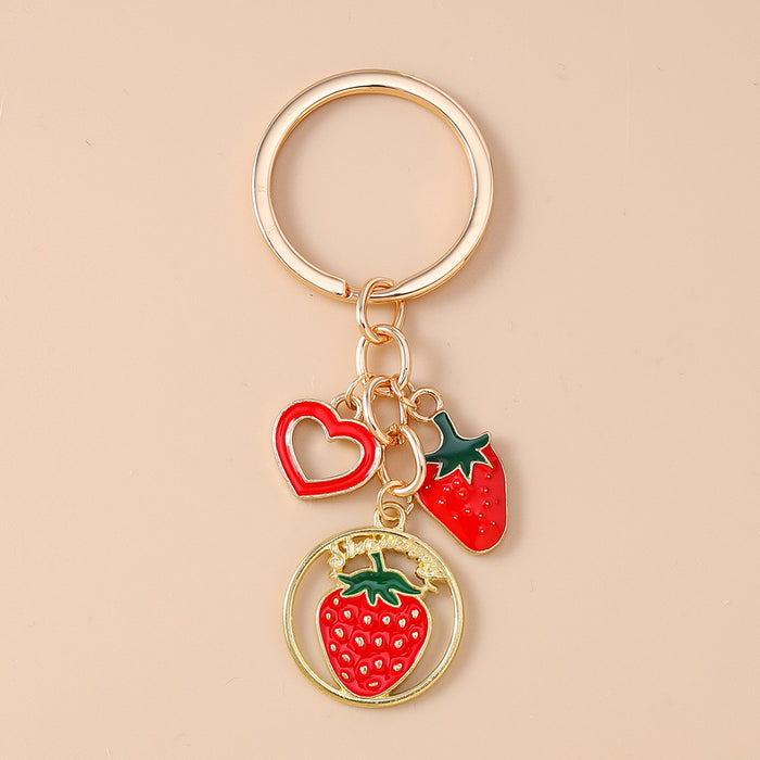 Wholesale Heart-shaped fruit metal keychain