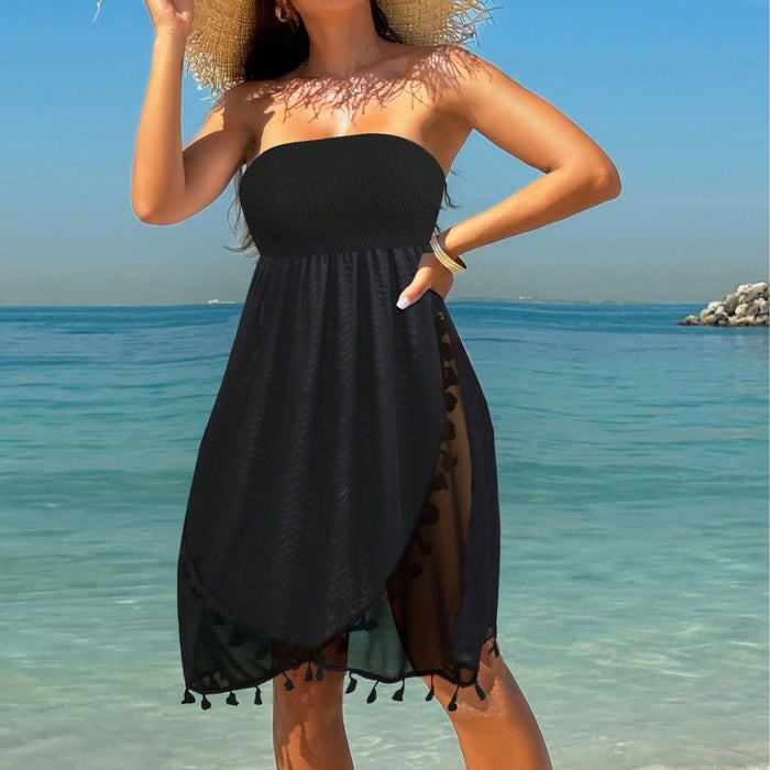 Wholesale New beach sun protection cover, backless strapless solid color swimsuit