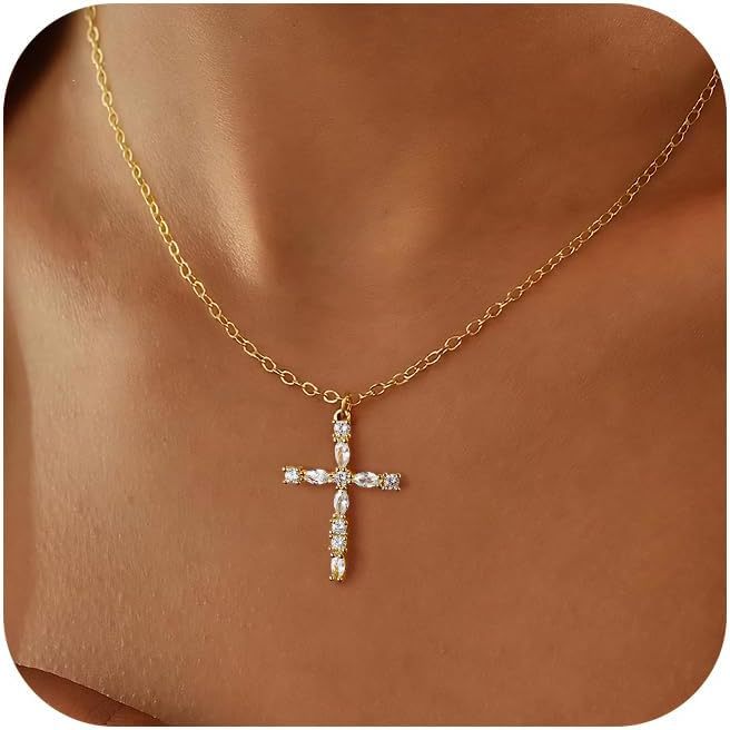 Wholesale Cross necklace, light luxury, niche design, fashionable and versatile, full diamond zircon necklace