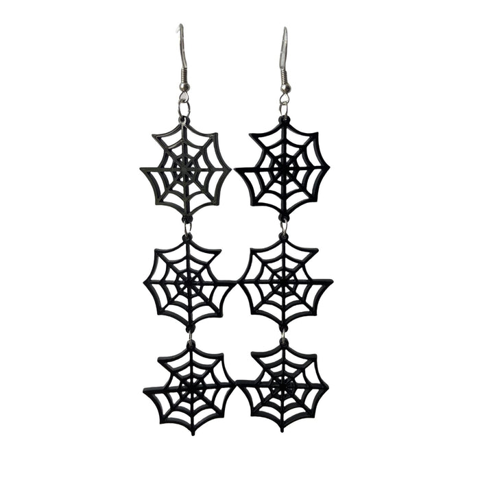 Wholesale Exaggerated Dark  Earrings Bat  Web Ghost Skull Triple Gothic Style Earrings Jewelry