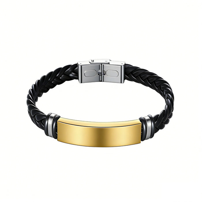 Wholesale Twist Woven Leather Stainless Steel Bracelet Fashion Accessory