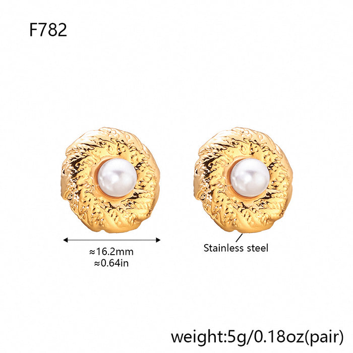 Wholesale Retro titanium steel geometric texture earrings, simple, luxurious, high-end stainless steel earrings