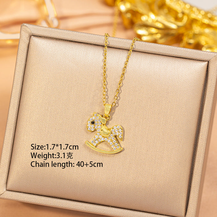 Wholesale Gold Plated Titanium Steel Floral Pendant Necklace Stylish Gift MOQ≥2