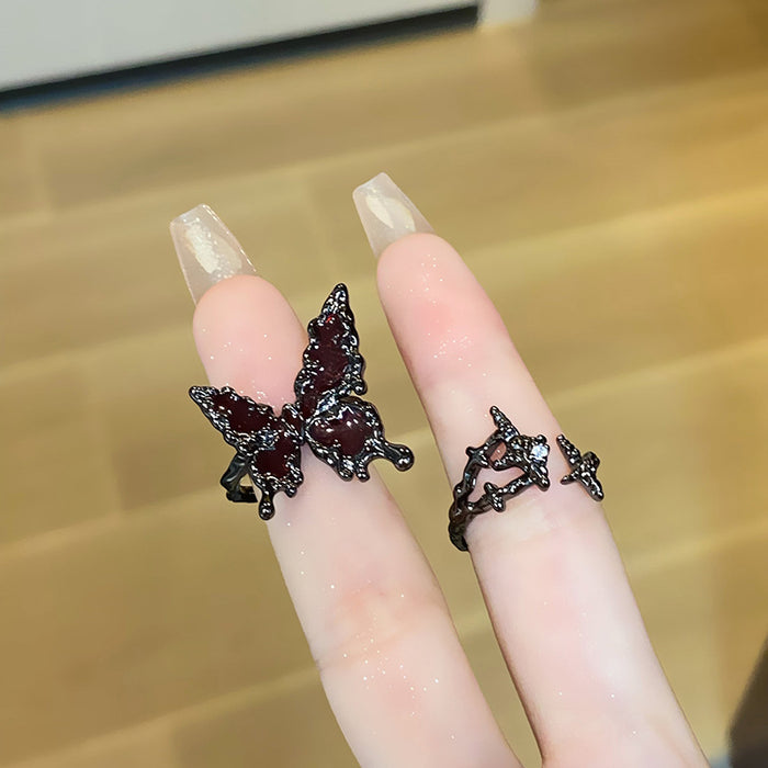 Wholesale Butterfly liquid opening ring, fashionable temperament, high-end feeling, retro ring