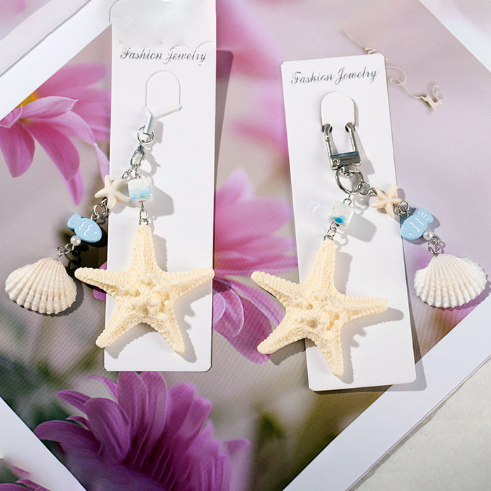 Wholesale Ocean Style Fish Shell Decorative Keychain Pendant Starfish Mobile Phone Pendant