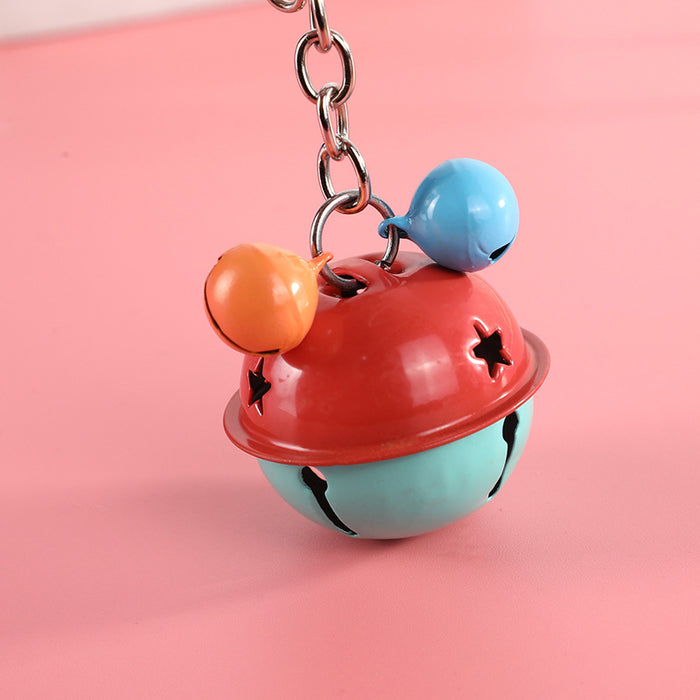 Wholesale Bag hanging decoration small gift creative woven leather rope bell keychain fashionable multi-color bell