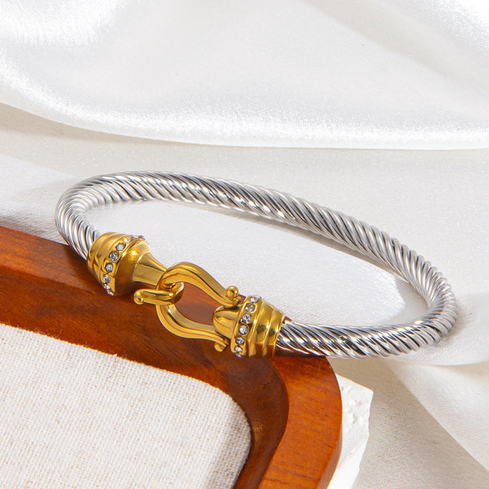 Wholesale steel wire rope gold bracelet