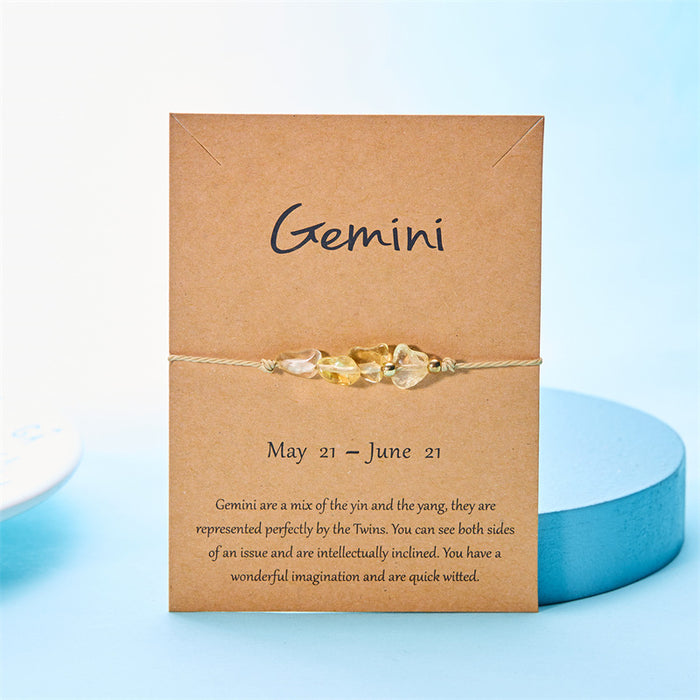 Wholesale 12 constellations natural stone hand-woven cardboard bracelet original stone beads