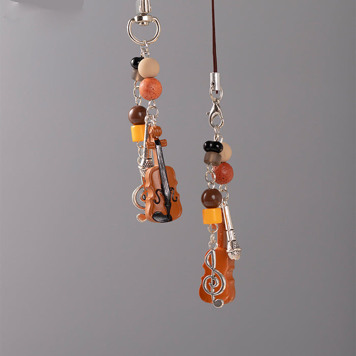 Wholesale Violin Beaded Mobile Phone Chain Decoration Pendant Bag Pendant Key Chain