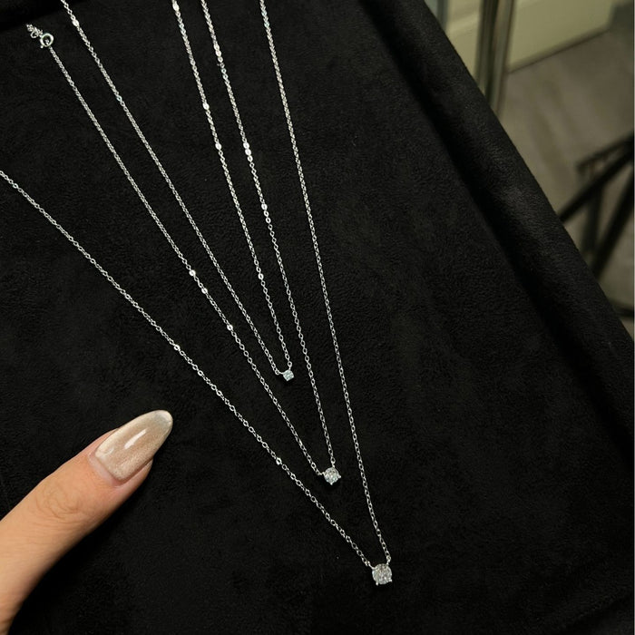Wholesale Necklace Sterling Silver Plated 14K Gold Classic Four Claw Flash Diamond Necklace