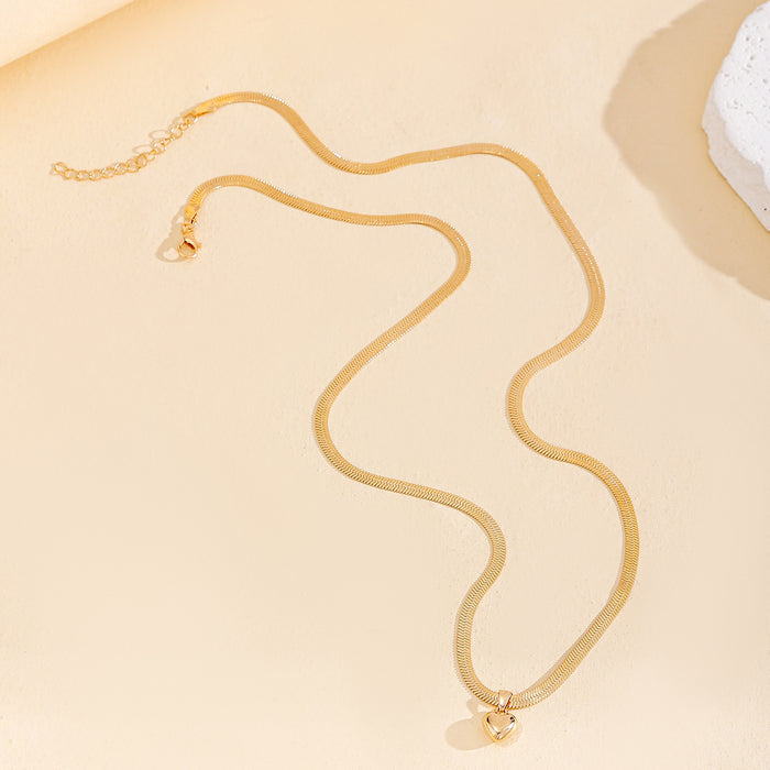 Wholesale New Fashion Alloy Peach Heart Waist Chain Personalized Love Pendant Snake Bone Chain