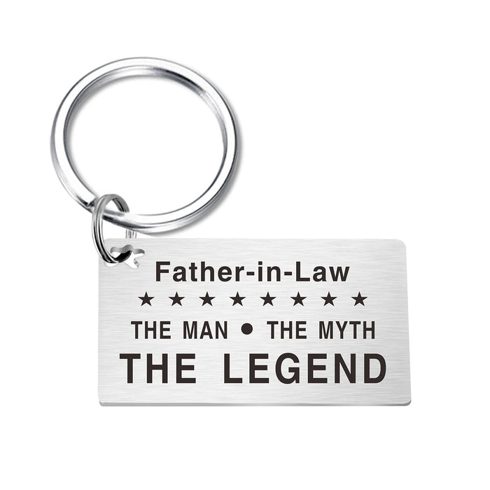 Wholesale Square steel keychain, Father's Day engraved gift, stainless steel card keychain