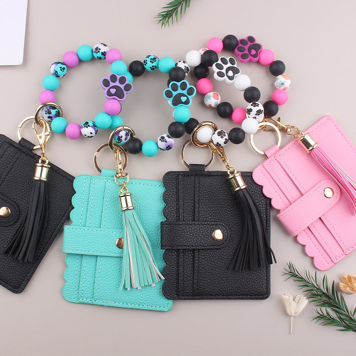 Wholesale Cartoon Dog Claw Card Bag Jewelry Beaded DIY Dog Claw Silicone Bracelet Bracelet Wallet Keychain Pendant