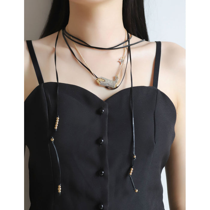 Wholesale Alloy Boots Pendant Multi-layer Stacked Long Necklace All-match Motorcycle Style