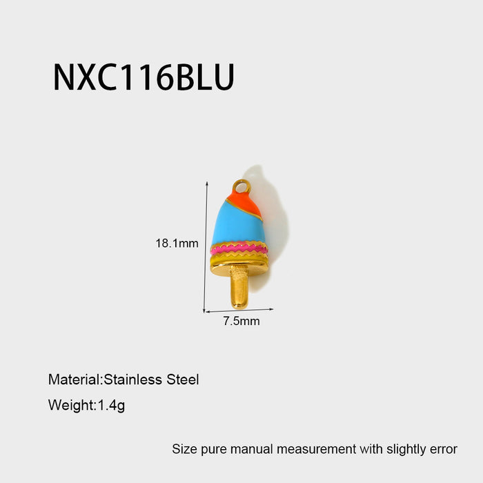 Wholesale Fashionable and cute colorful dripping oil ice cream popsicle pendant with gold-plated stainless steel DIY accessories