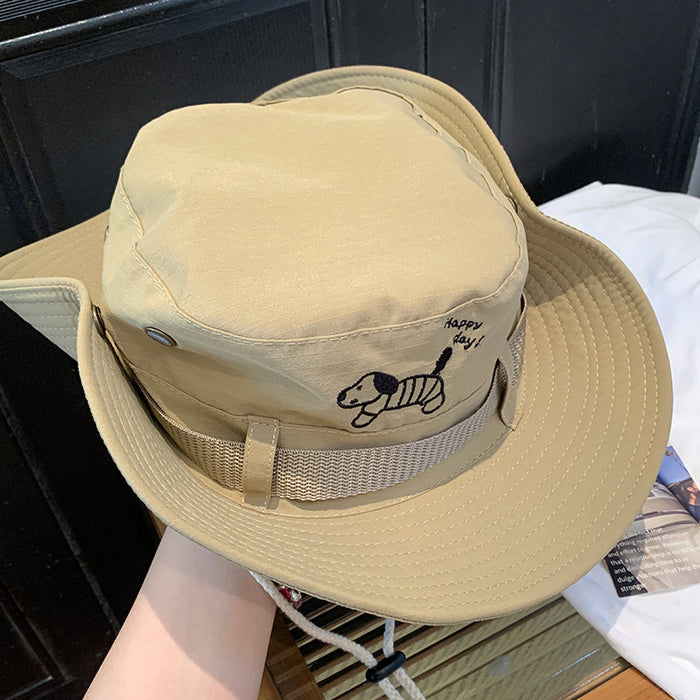 Wholesale Cute Sausage Dog Cartoon Pink Mountaineering Hat Outdoor Camping Hiking Sunshade Fisherman's Hat