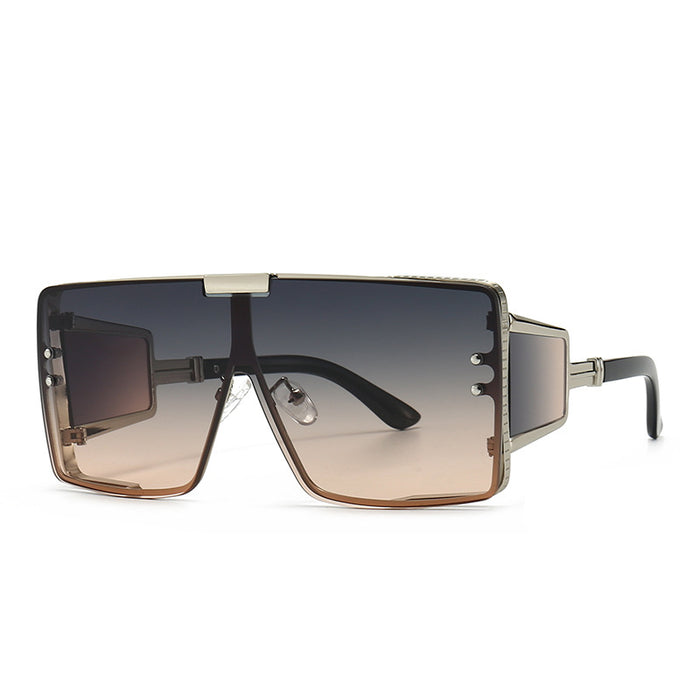 Wholesale Metal Large Square Frame One-Piece PC Sunglasses JDC-SG-YingBang003
