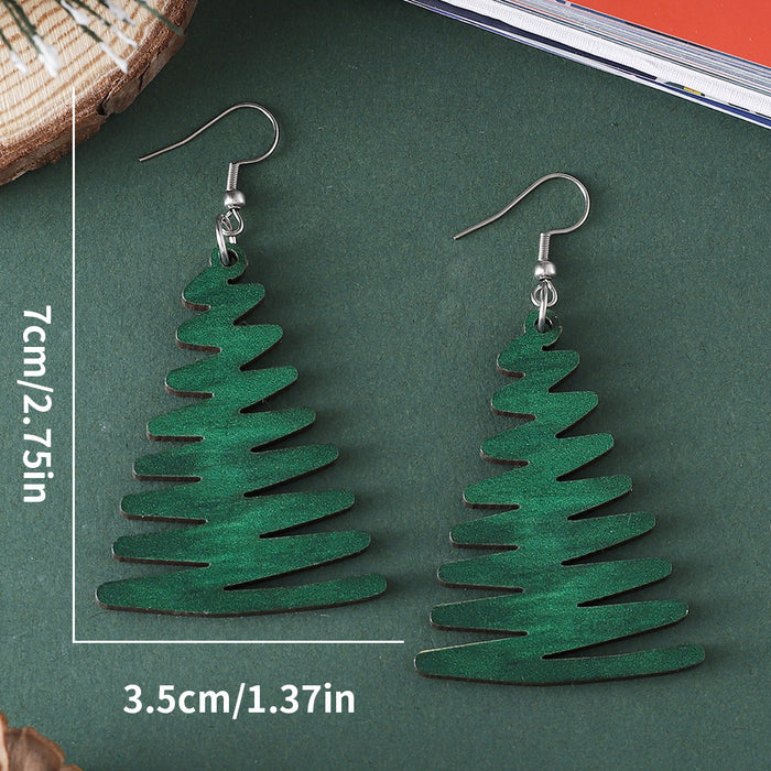 Wholesale Christmas Green Christmas Tree Pendant Earrings
