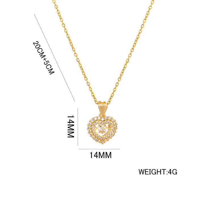 Wholesale Necklace temperament, love, agility, collarbone chain, personality, simplicity, full diamond heart-shaped pendant accessory