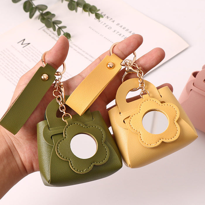 Wholesale Chic PU Wallet Keychain Bag Charm with Mirror Pink Gift for Women