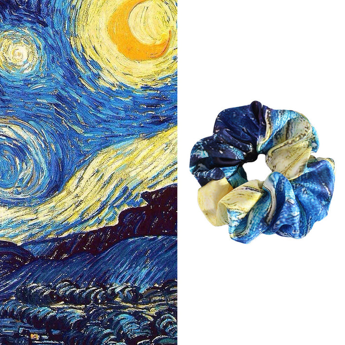 Wholesale Oil painting-inspired satin Hair Scrunchies