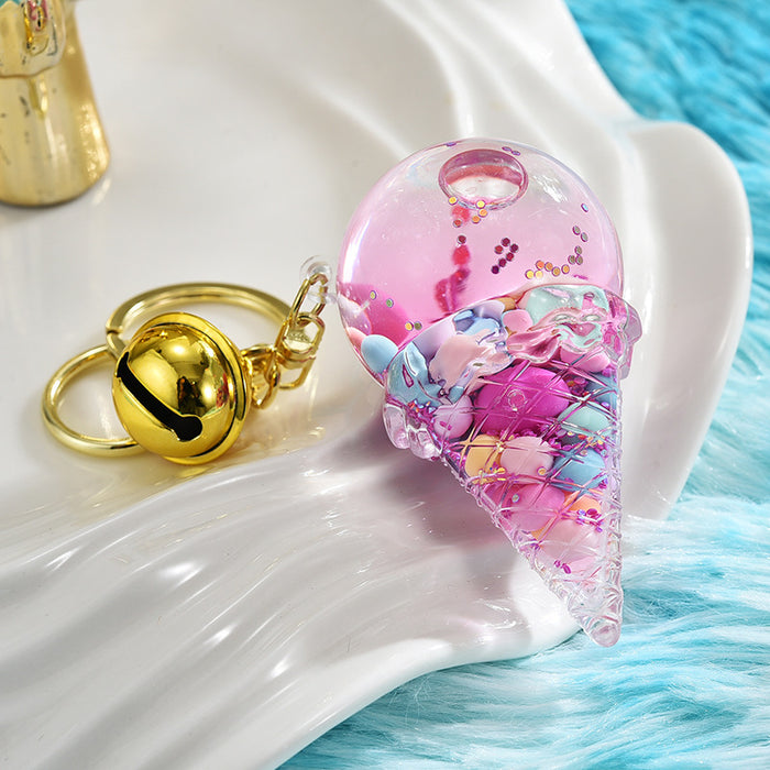 Wholesale Acrylic glow-in-the-dark oil-filled candy-bean ice cream keychain