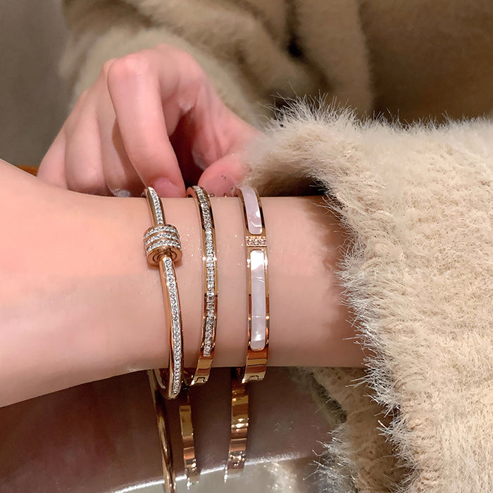 Wholesale Electroplated Zircon Titanium Steel Bracelet Simple High Sense Bracelet Niche Temperament  Bracelet