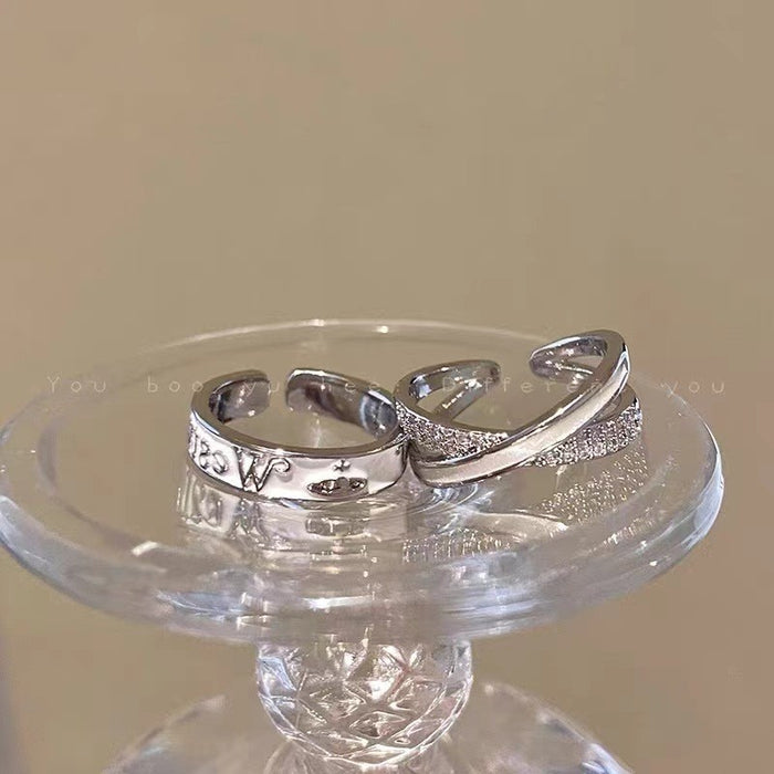 Wholesale New cross letter ring with niche design, high-end sense, fashionable personality, trendy index finger ring