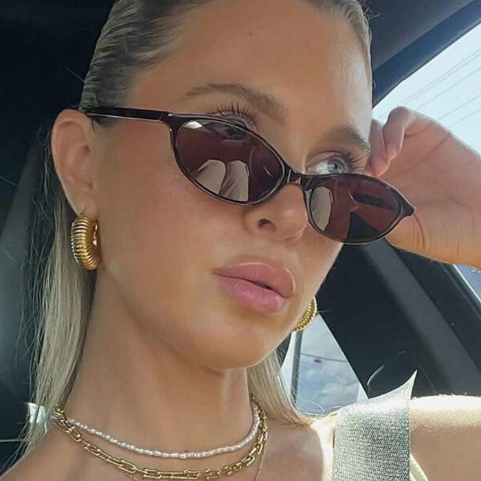 Wholesale Fashion oval small frame sunglasses street photography sunglasses personalized sunglasses